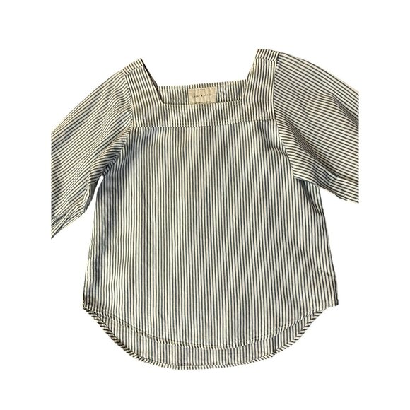 Lucky Brand Blouse Womens XS NEW Blue Striped 7W14370 Cotton/Linen Popover Shirt - Picture 10 of 14